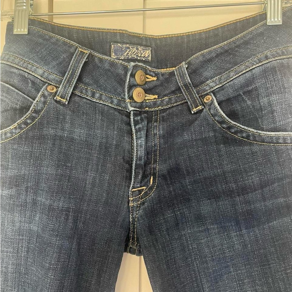 Hudson dark wash low rise boot cut jeans
